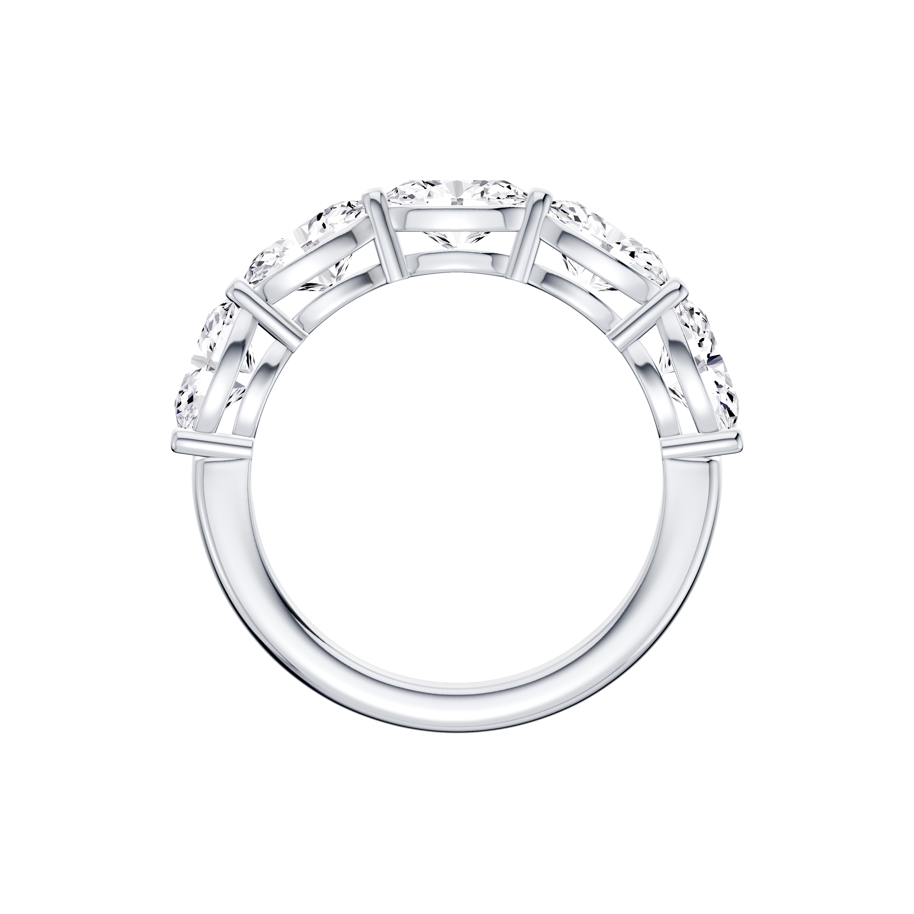 14K White Gold East-West Oval 5-Stone Lab Diamond Band (2.50 ct. tw.)